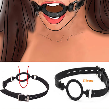 Full Silicone O Ring Gag Strap,Open Mouth Bite Gag,Fetish Oral