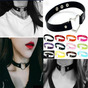 PU Leather Erotic Heart Collar Adult Flirting Bondage Sexual Toy SM