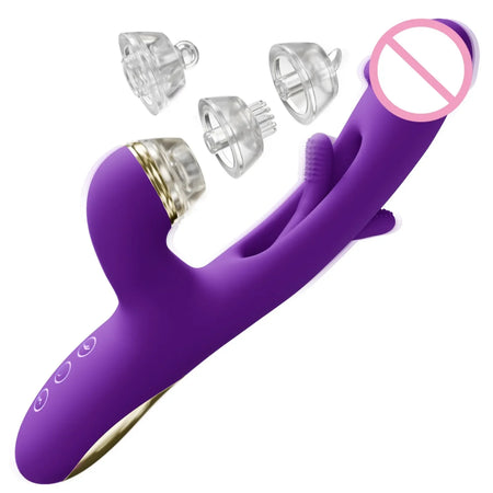 New 3 Replaceable Dildo Vibrator for Women Tapping Tongue Licking