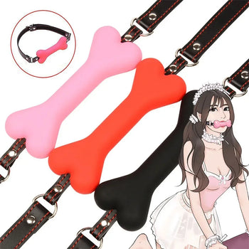 Soft Harness Mouth Silicone Dog Bone Ball Gag Open Mouth Gag Bdsm