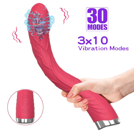 Powerful Long Vibrator Realistic Dildo AV Stick G Spot Nipple Massage