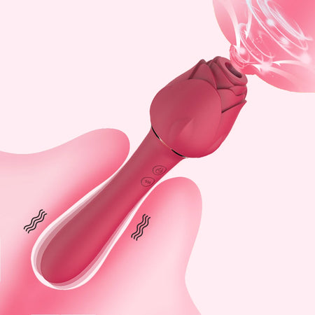 Powerful Rose-Sucking Dildo Vibrator Women Clitoral Suction Cup Vacuum