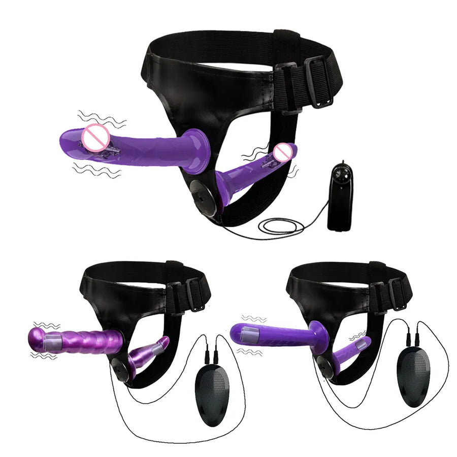 Harness Strap-On 2 Vibration Realistic Dildos Anal G-spot Stimulation