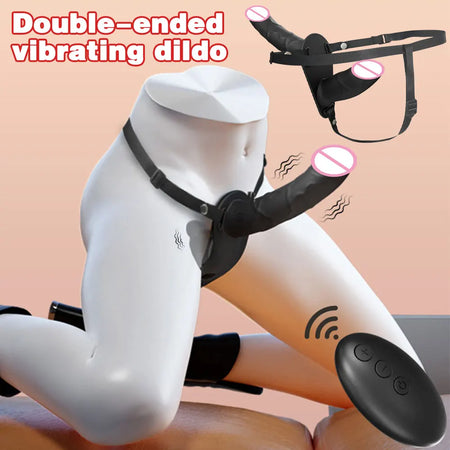 Double Head Artificial Penis Wearable Electric Strapon Vibrator For