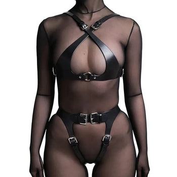 Sexy Leather Full Body Harness Belt Bdsm Bondage Lingerie Garter Belt