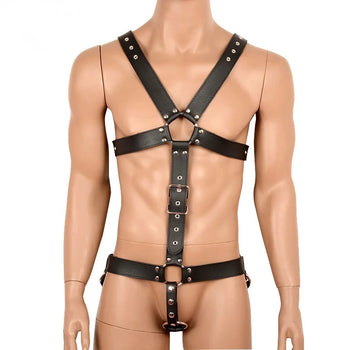 Male Body Harness Belt Lingerie PU Leather Bondage Strap Bdsm