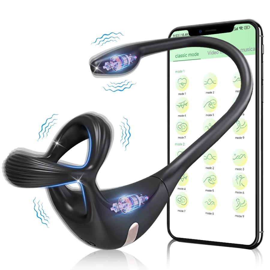 Vibrating Cock Ring Taint Stimulator with Mini Prostate Massager App