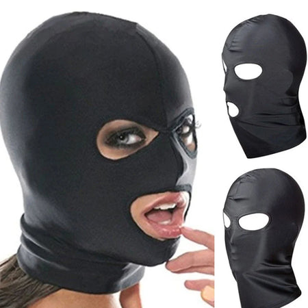 Sexy Toys for Couples Fetish Open Mouth Hood Mask Head Black Adult