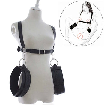 BDSM Women's Leather Thigh Sling Sling, Open Leg Bondage Restraint